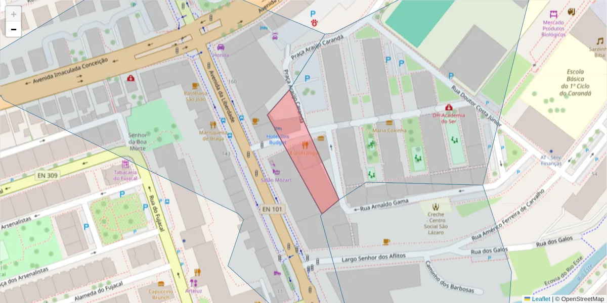 Mapa detalhado do código postal 47715-005 com limites, códigos postais vizinhos e agências dos correios