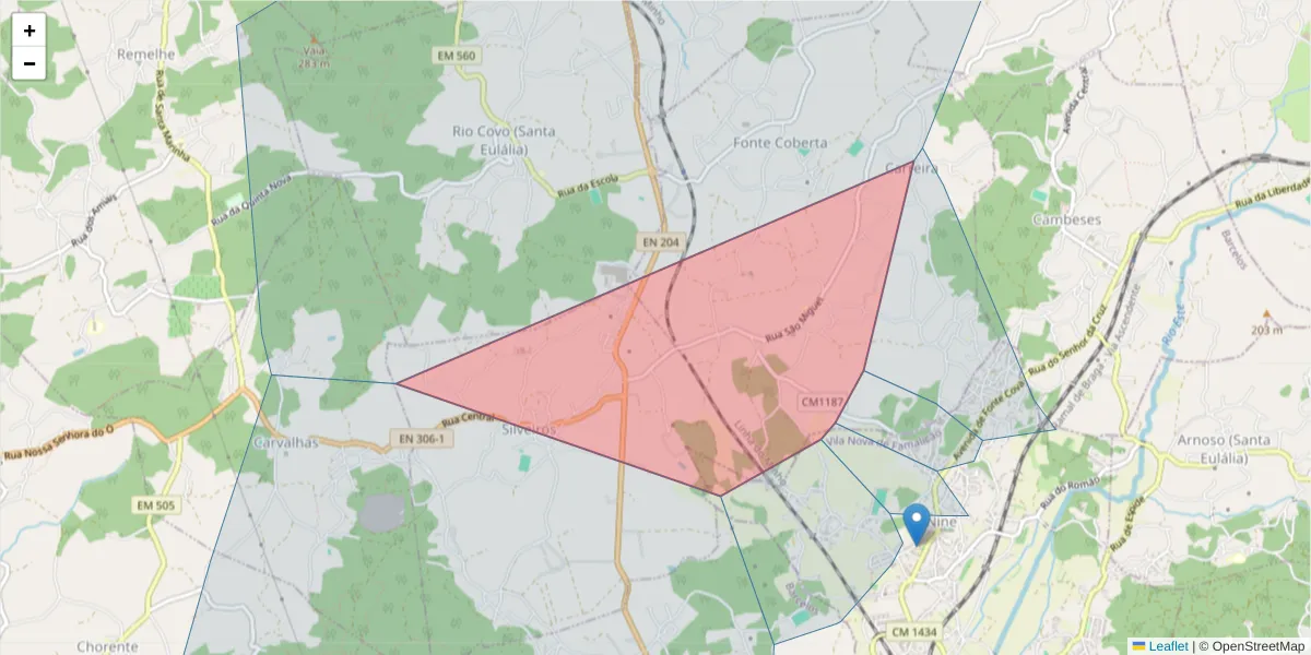 Mapa detalhado do código postal 4775-060 com limites, códigos postais vizinhos e agências dos correios