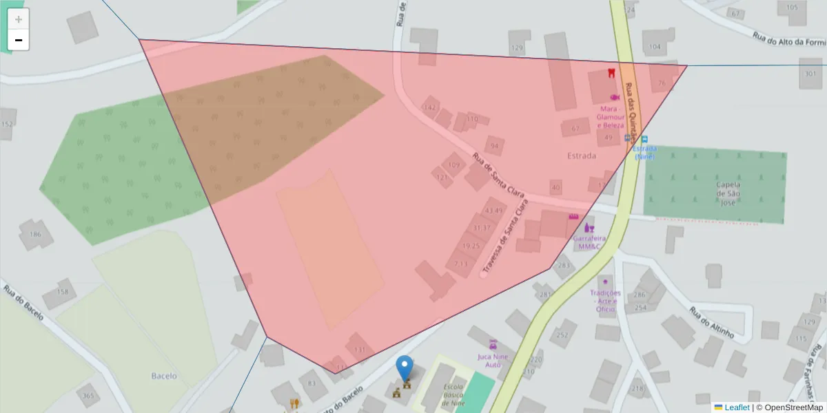 Mapa detalhado do código postal 4775-447 com limites, códigos postais vizinhos e agências dos correios