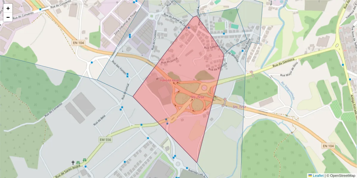 Mapa detalhado do código postal 4780-194 com limites, códigos postais vizinhos e agências dos correios