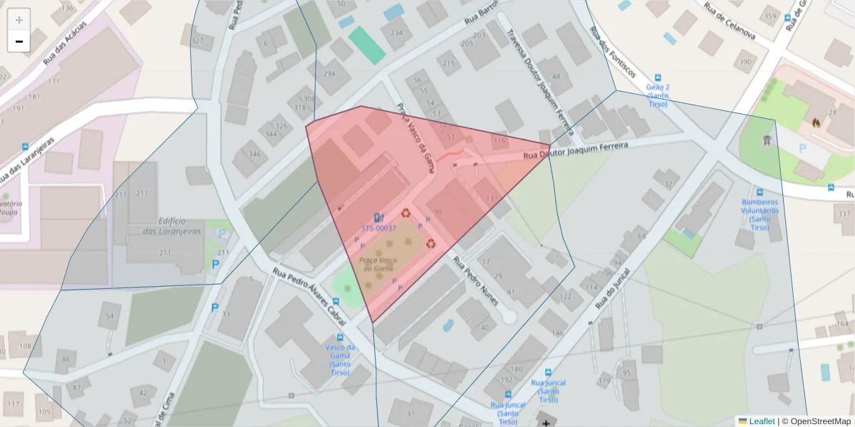 Mapa detalhado do código postal 4780-377 com limites, códigos postais vizinhos e agências dos correios