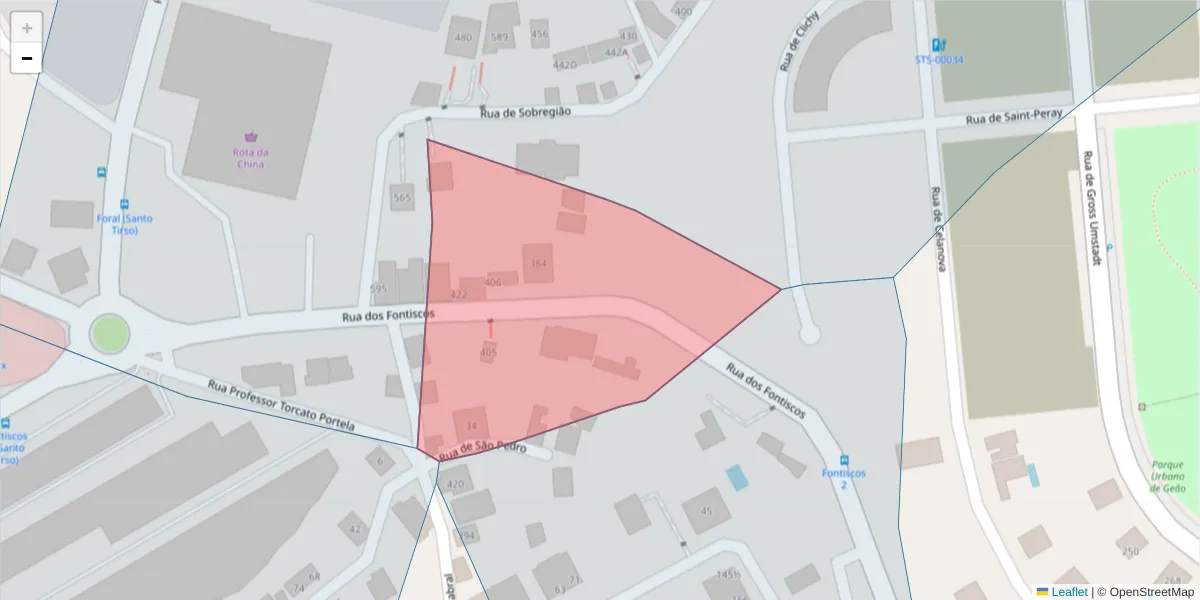 Mapa detalhado do código postal 4780-470 com limites, códigos postais vizinhos e agências dos correios