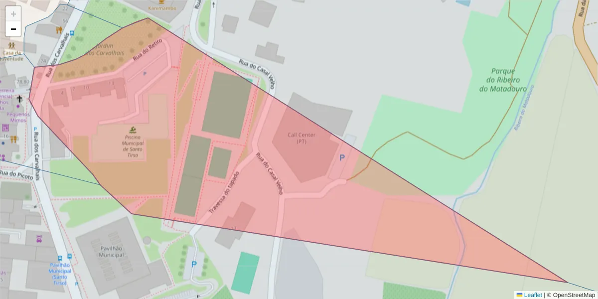 Mapa detalhado do código postal 4780-539 com limites, códigos postais vizinhos e agências dos correios