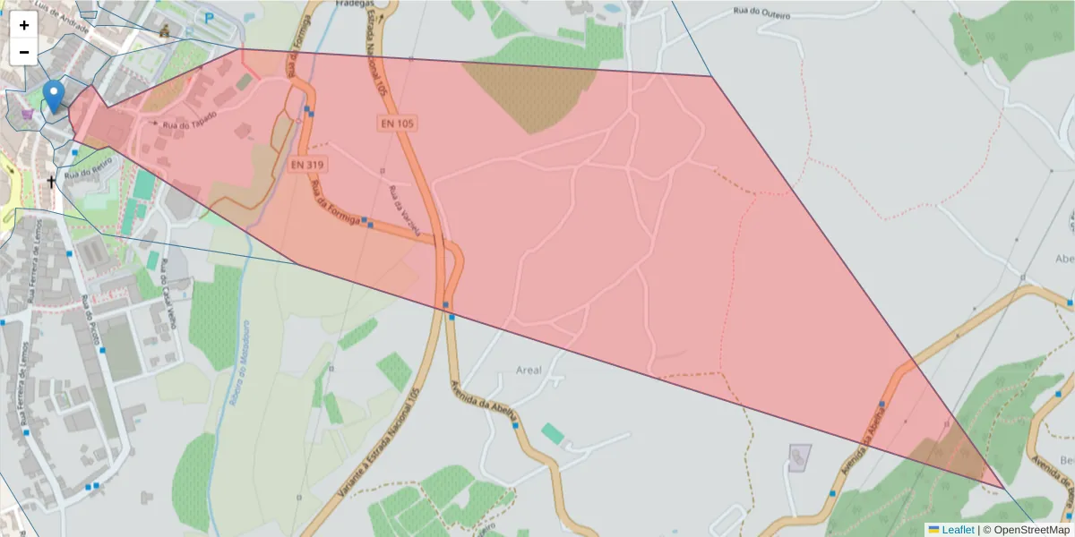 Mapa detalhado do código postal 4780-564 com limites, códigos postais vizinhos e agências dos correios