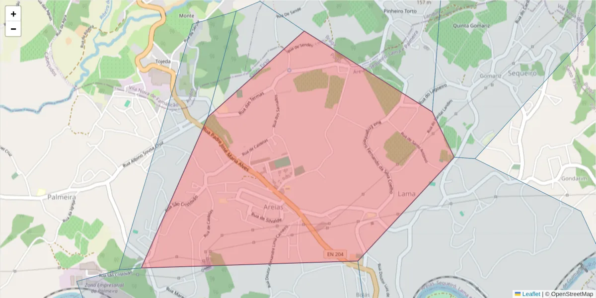 Mapa detalhado do código postal 4784-907 com limites, códigos postais vizinhos e agências dos correios