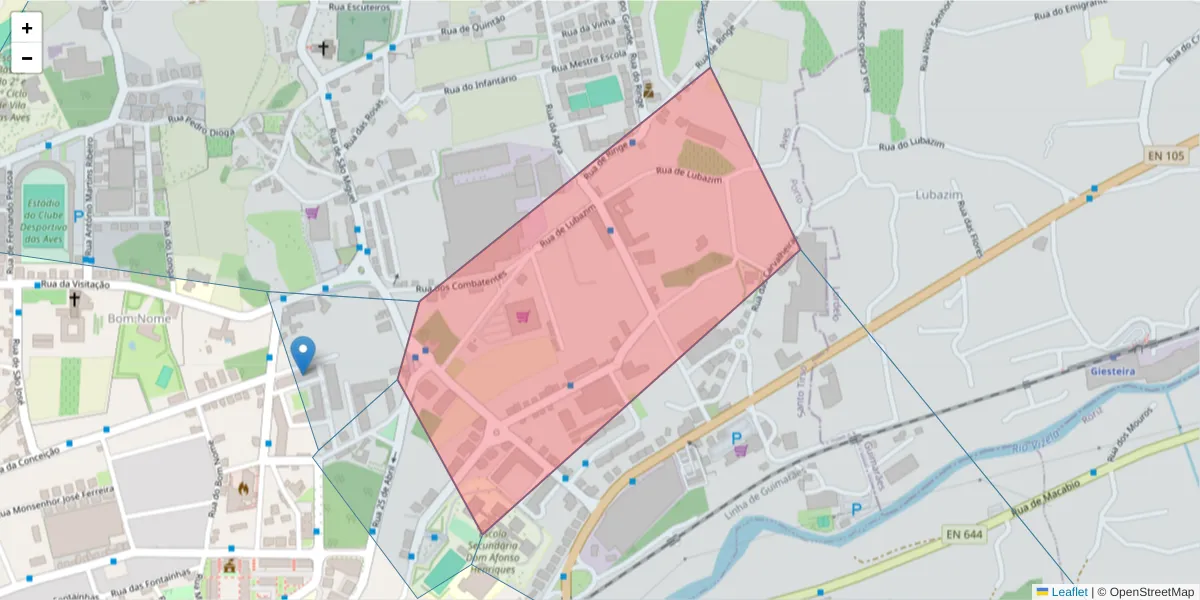 Mapa detalhado do código postal 4795-058 com limites, códigos postais vizinhos e agências dos correios