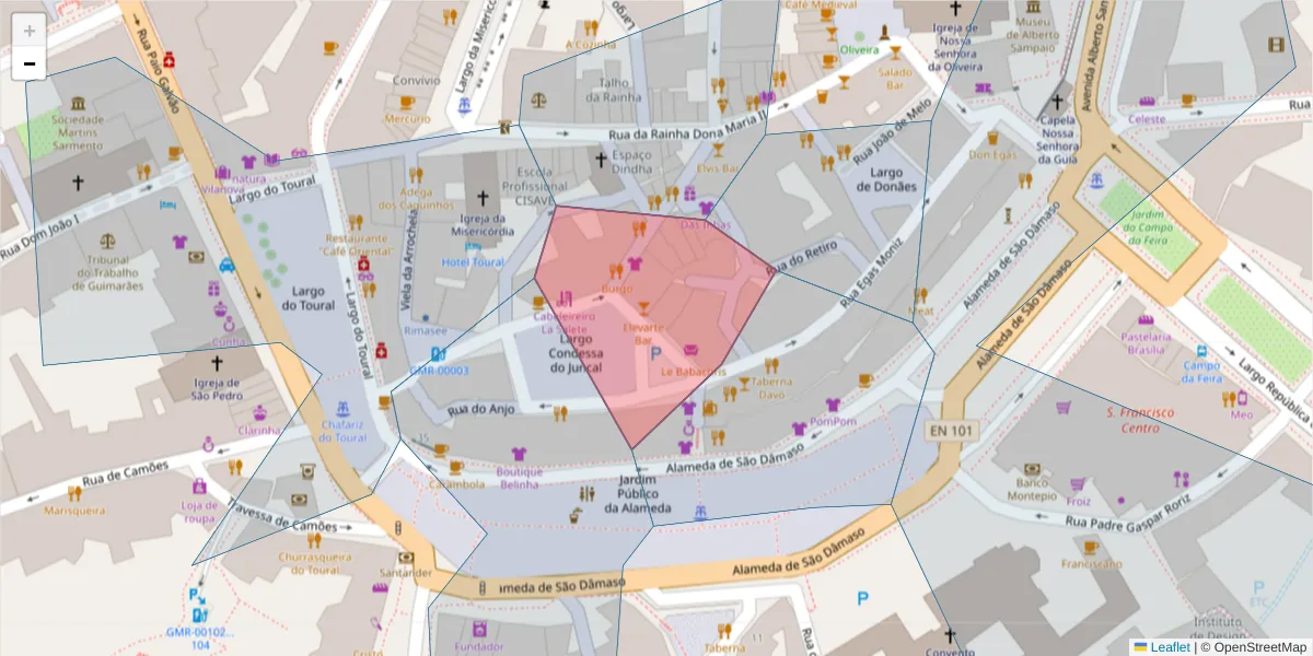 Mapa detalhado do código postal 4800-159 com limites, códigos postais vizinhos e agências dos correios