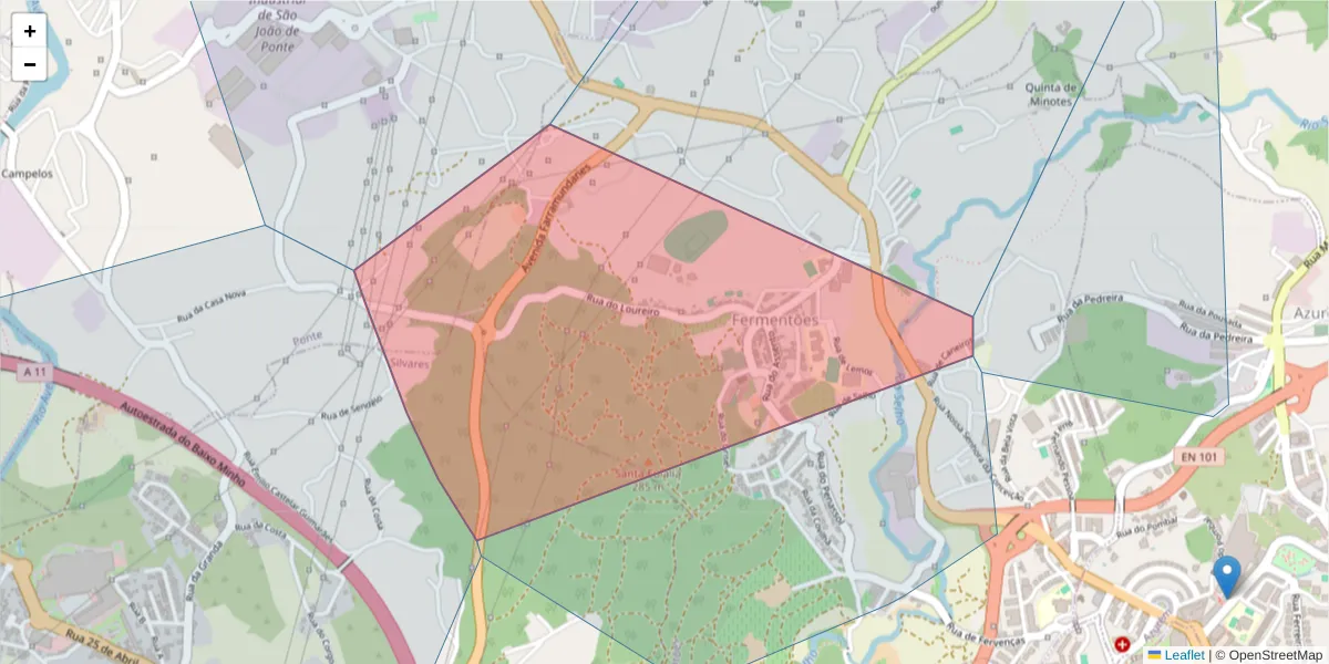 Mapa detalhado do código postal 4800-177 com limites, códigos postais vizinhos e agências dos correios