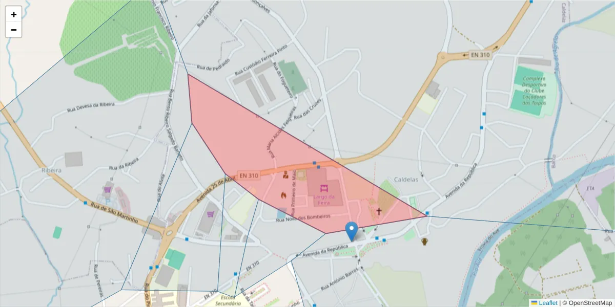Mapa detalhado do código postal 4800-367 com limites, códigos postais vizinhos e agências dos correios
