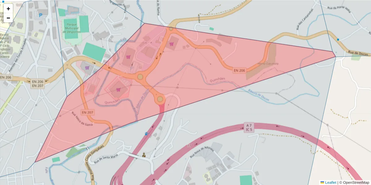 Mapa detalhado do código postal 4820-273 com limites, códigos postais vizinhos e agências dos correios