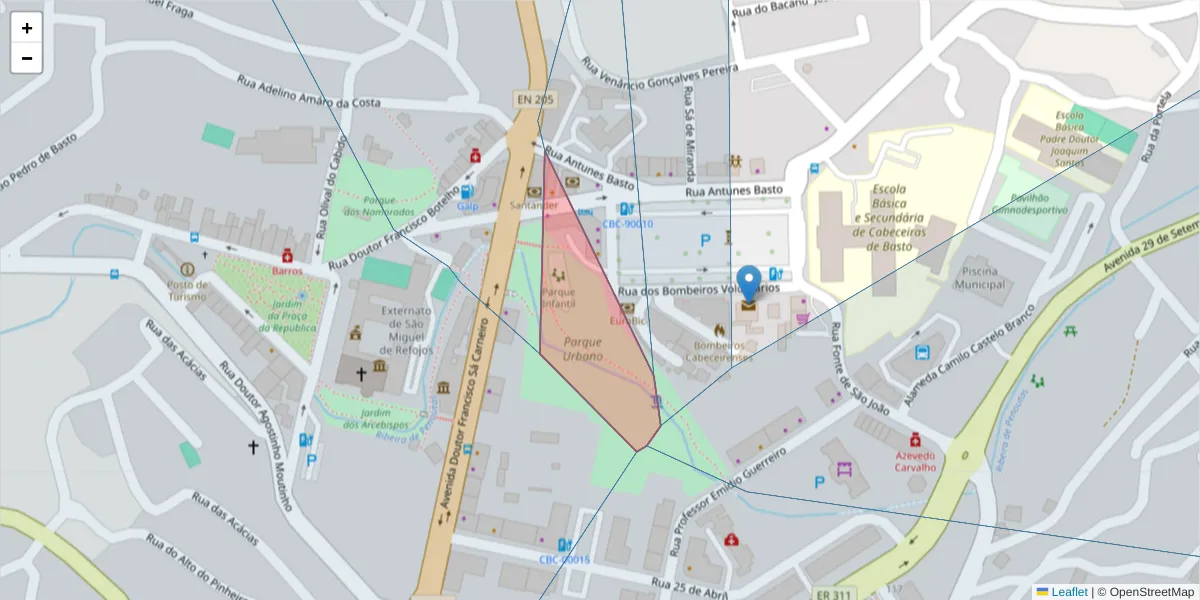 Mapa detalhado do código postal 4860-351 Cabeceiras de Basto com limites, códigos postais vizinhos e agências dos correios