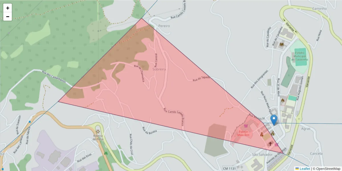 Mapa detalhado do código postal 4870-161 com limites, códigos postais vizinhos e agências dos correios
