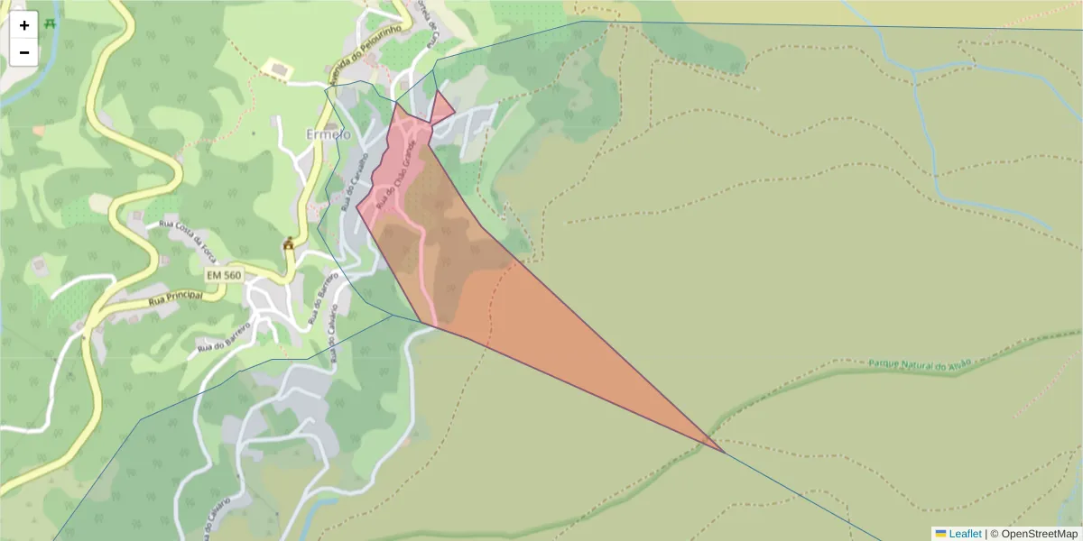 Mapa detalhado do código postal 4880-129 com limites, códigos postais vizinhos e agências dos correios