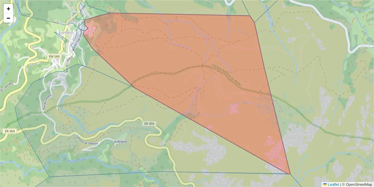 Mapa detalhado do código postal 4880-130 com limites, códigos postais vizinhos e agências dos correios