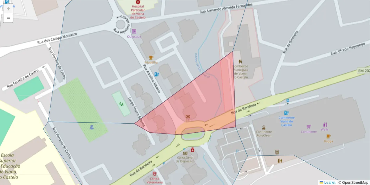 Mapa detalhado do código postal 4900-441 com limites, códigos postais vizinhos e agências dos correios