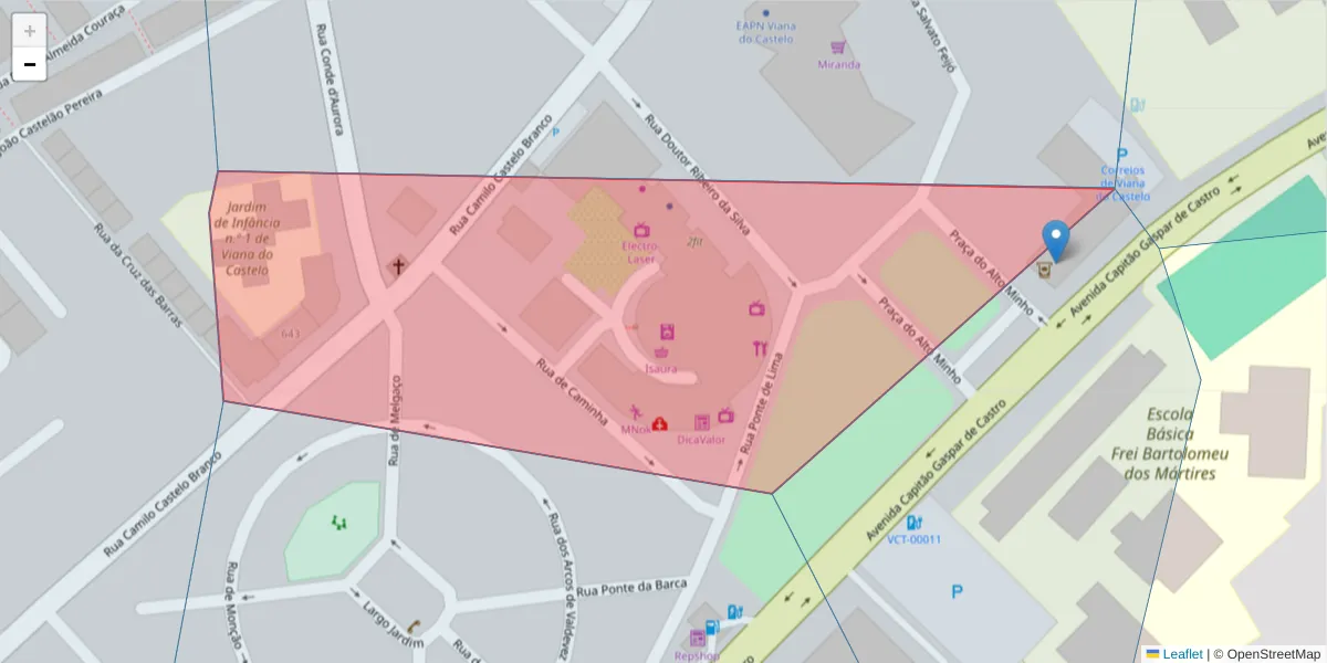Mapa detalhado do código postal 4900-541 Viana do Castelo com limites, códigos postais vizinhos e agências dos correios