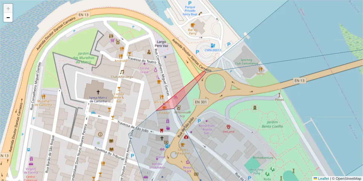 Mapa detalhado do código postal 4910-131 com limites, códigos postais vizinhos e agências dos correios