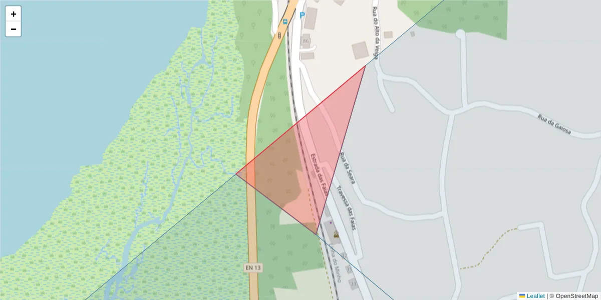 Mapa detalhado do código postal 4910-348 com limites, códigos postais vizinhos e agências dos correios
