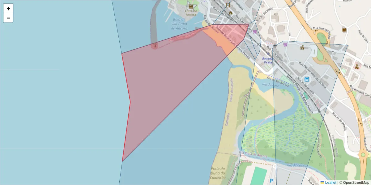 Mapa detalhado do código postal 4910-457 com limites, códigos postais vizinhos e agências dos correios