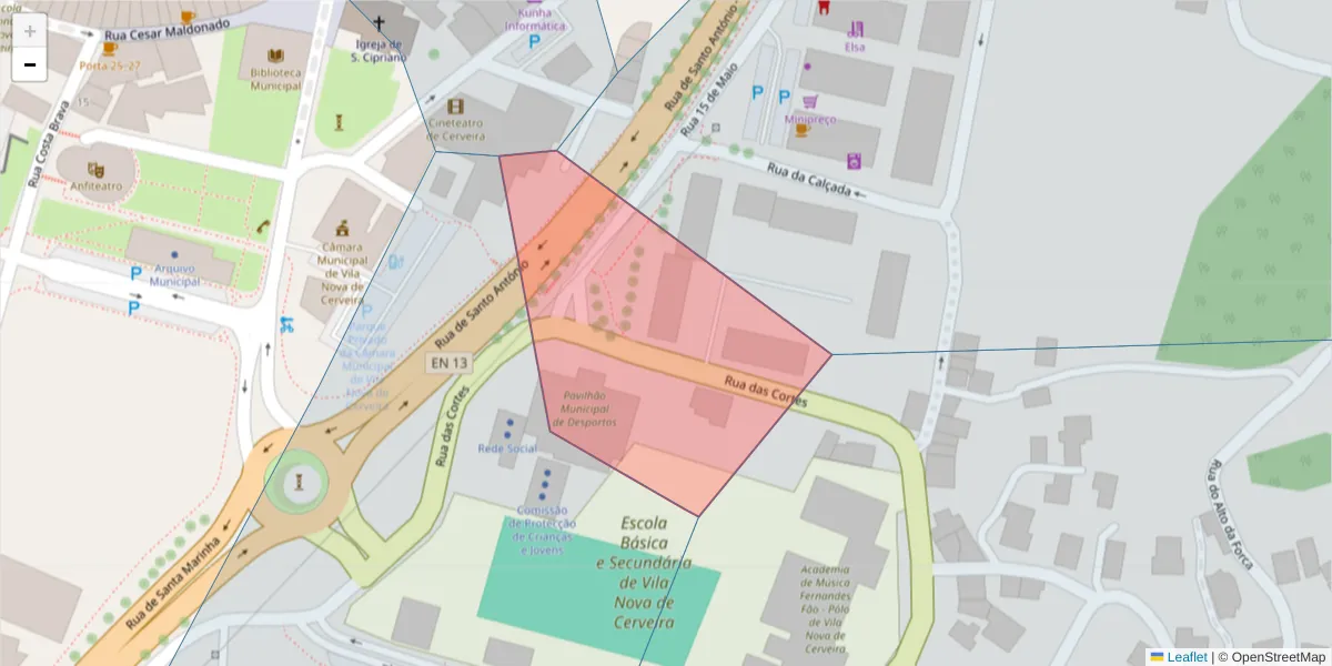 Mapa detalhado do código postal 4920-211 com limites, códigos postais vizinhos e agências dos correios