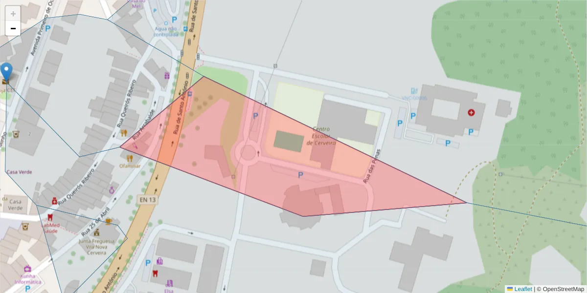 Mapa detalhado do código postal 4920-257 com limites, códigos postais vizinhos e agências dos correios