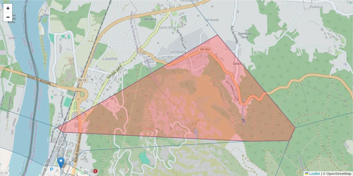 Mapa detalhado do código postal 4920-260 com limites, códigos postais vizinhos e agências dos correios