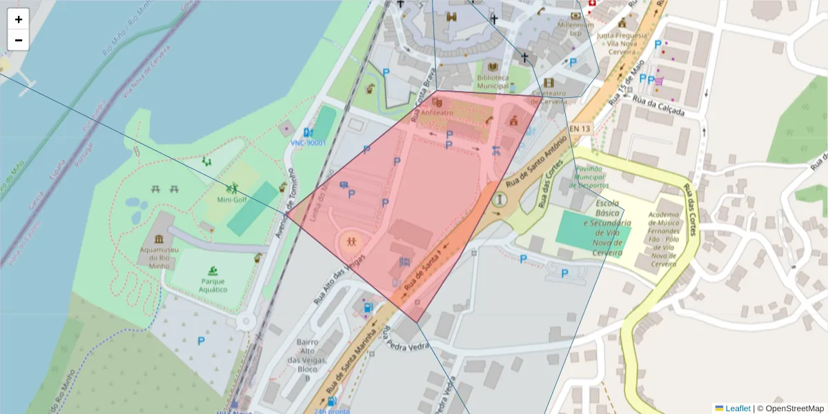 Mapa detalhado do código postal 4920-284 com limites, códigos postais vizinhos e agências dos correios