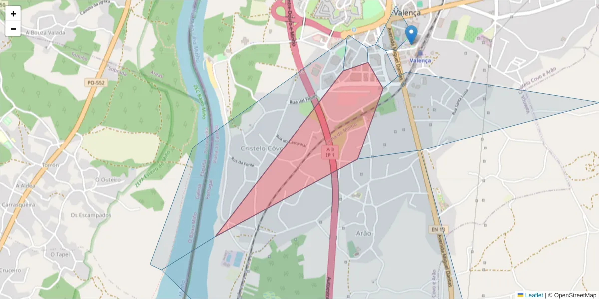 Mapa detalhado do código postal 4930-648 com limites, códigos postais vizinhos e agências dos correios