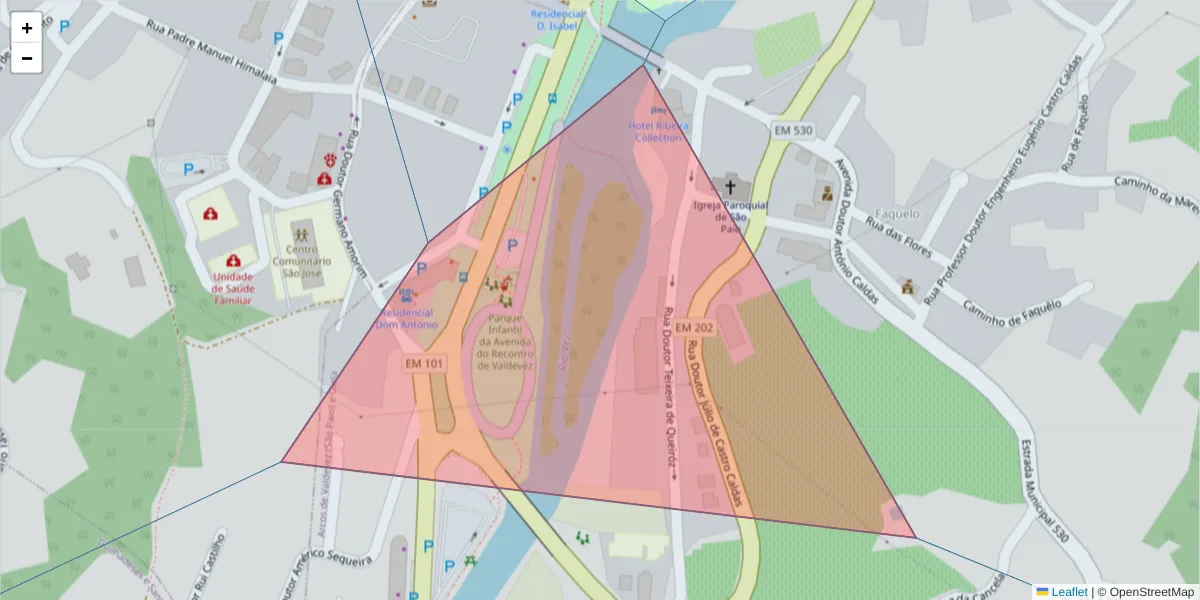 Mapa detalhado do código postal 4970-119 com limites, códigos postais vizinhos e agências dos correios