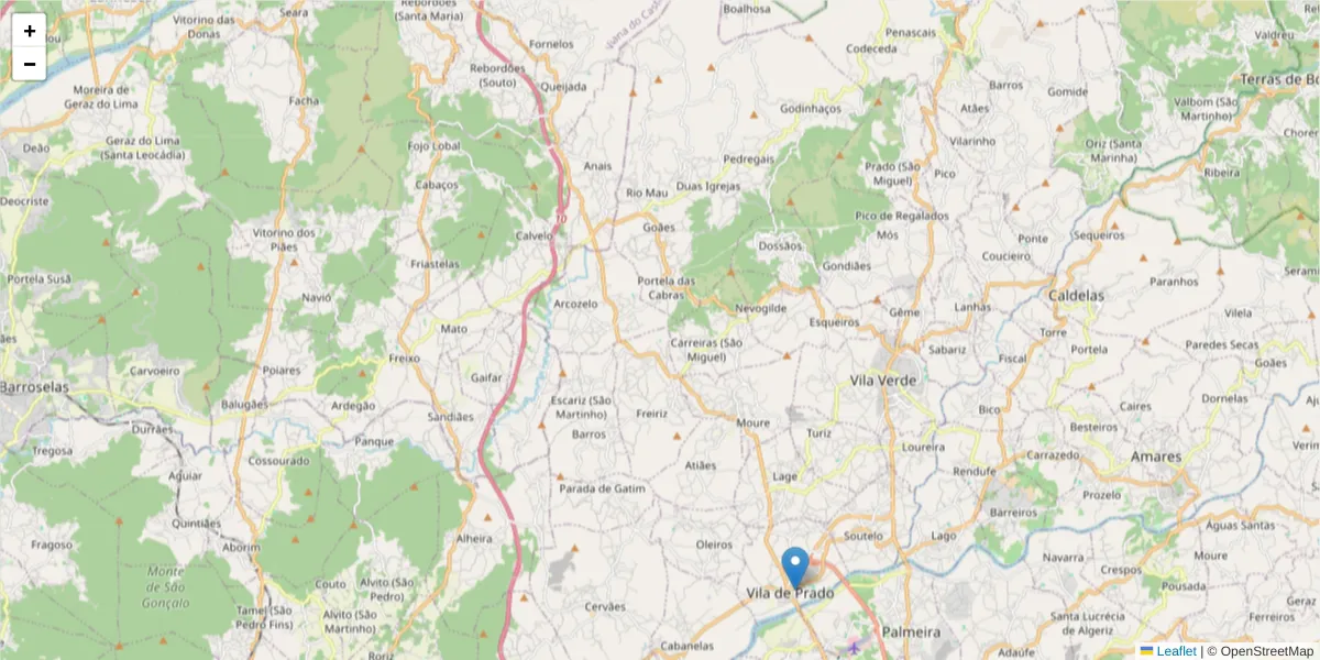 Mapa detalhado do código postal 4990-110 com limites, códigos postais vizinhos e agências dos correios