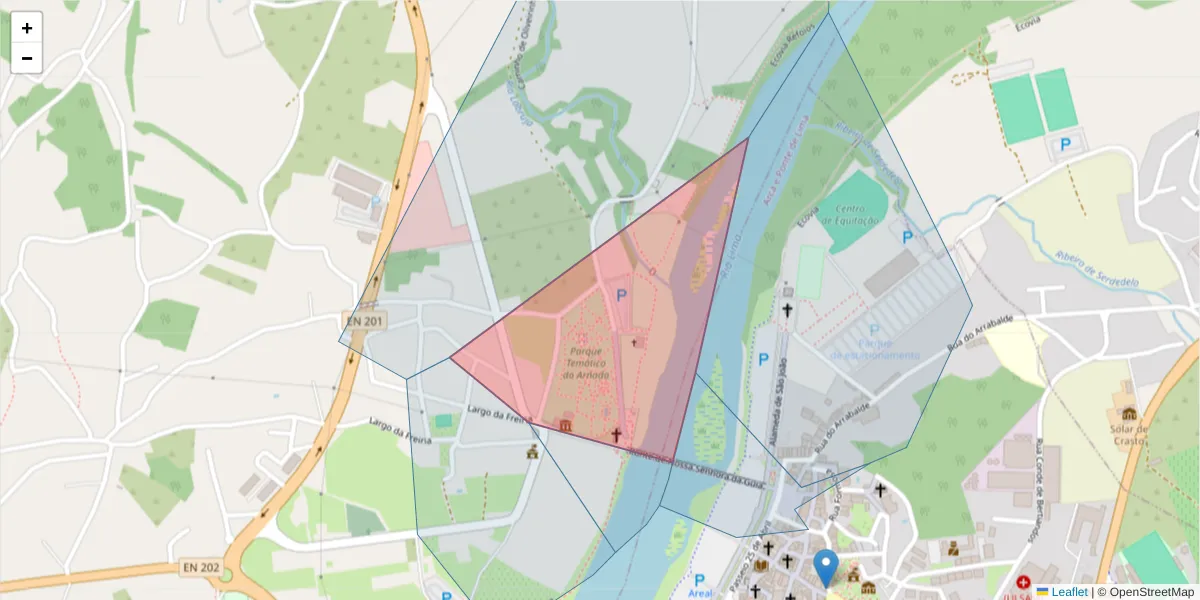 Mapa detalhado do código postal 4990-172 com limites, códigos postais vizinhos e agências dos correios