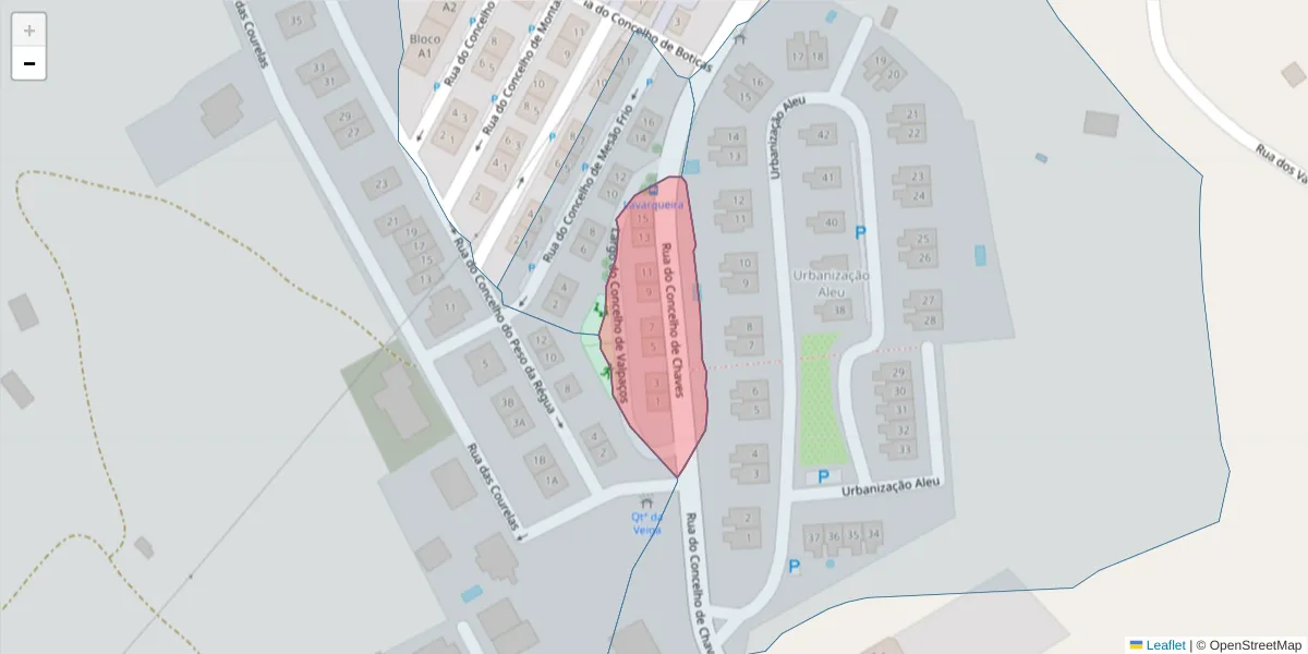 Mapa detalhado do código postal 5000-169 com limites, códigos postais vizinhos e agências dos correios