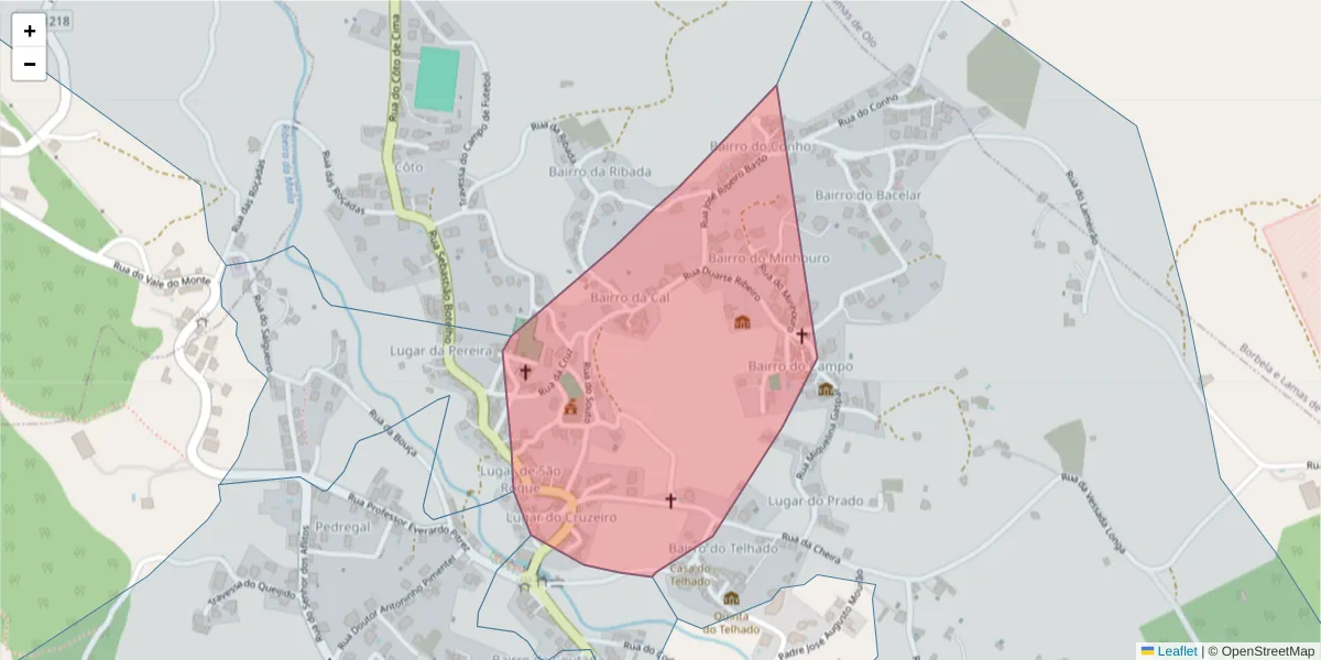 Mapa detalhado do código postal 5000-194 com limites, códigos postais vizinhos e agências dos correios