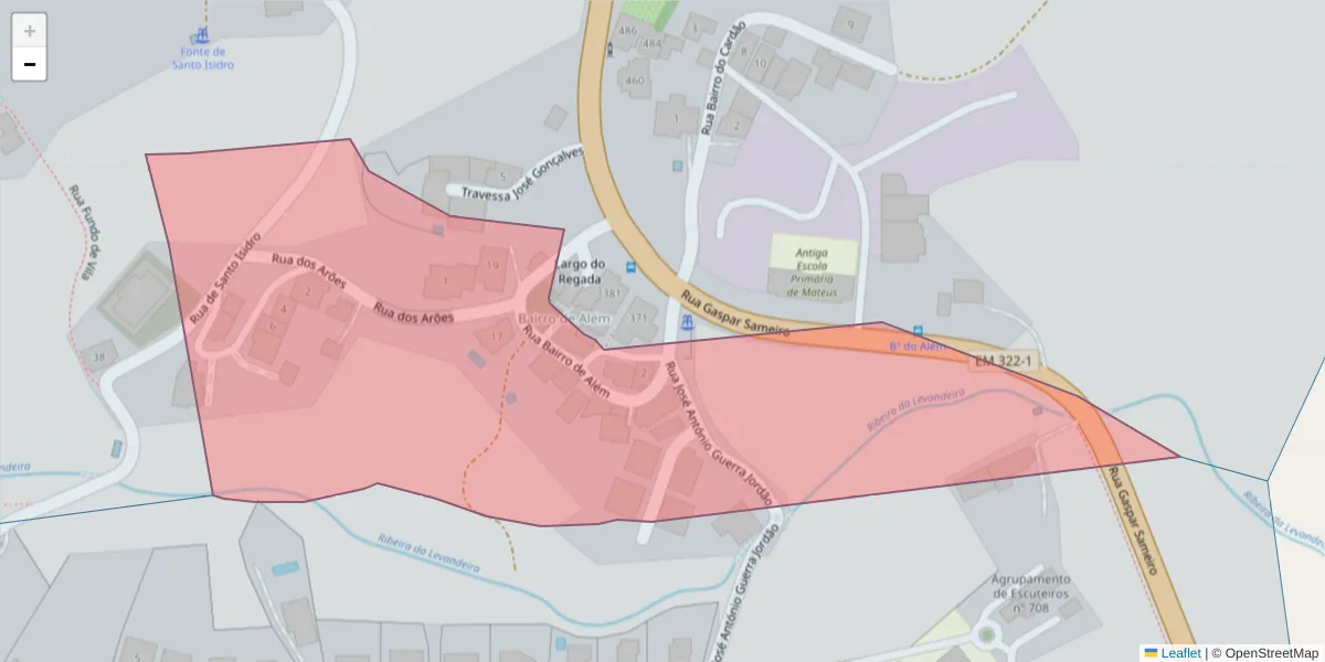 Mapa detalhado do código postal 5000-264 com limites, códigos postais vizinhos e agências dos correios