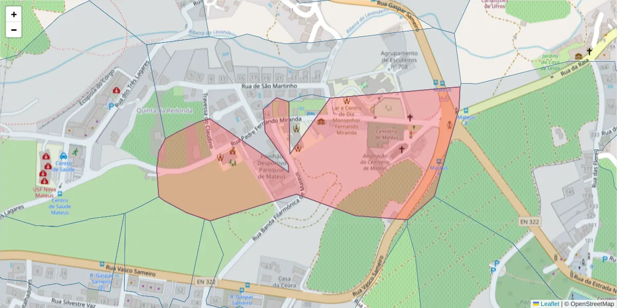 Mapa detalhado do código postal 5000-266 com limites, códigos postais vizinhos e agências dos correios