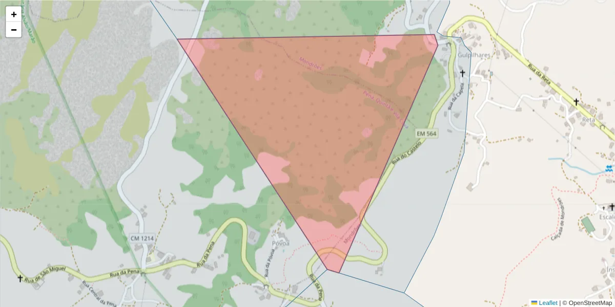 Mapa detalhado do código postal 5000-333 com limites, códigos postais vizinhos e agências dos correios
