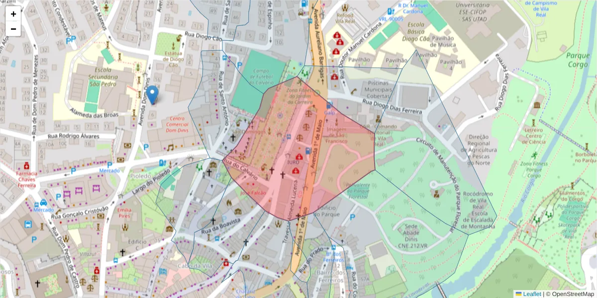 Mapa detalhado do código postal 5000-660 com limites, códigos postais vizinhos e agências dos correios