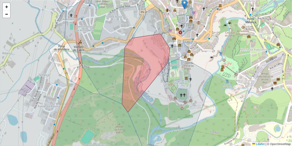 Mapa detalhado do código postal 5000-665 com limites, códigos postais vizinhos e agências dos correios