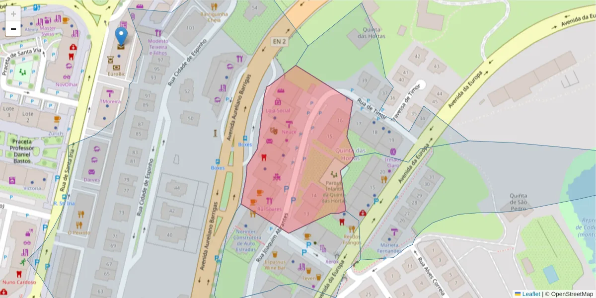 Mapa detalhado do código postal 5000-700 com limites, códigos postais vizinhos e agências dos correios