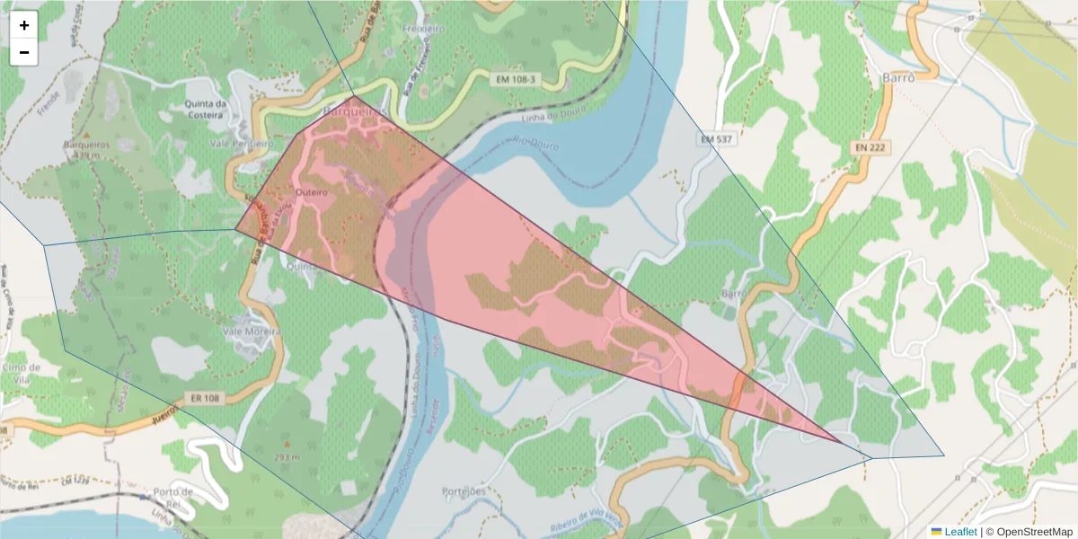 Mapa detalhado do código postal 5040-114 com limites, códigos postais vizinhos e agências dos correios