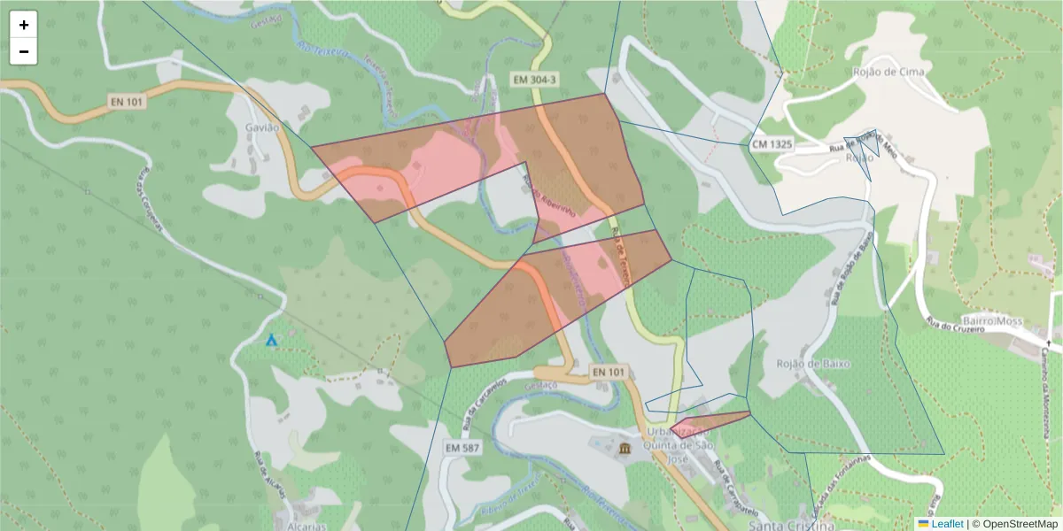 Mapa detalhado do código postal 5040-297 com limites, códigos postais vizinhos e agências dos correios