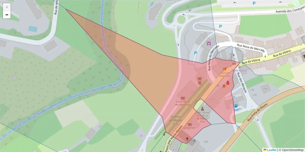 Mapa detalhado do código postal 5040-310 com limites, códigos postais vizinhos e agências dos correios