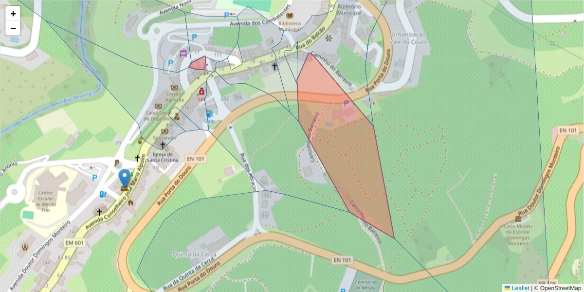 Mapa detalhado do código postal 5040-311 com limites, códigos postais vizinhos e agências dos correios