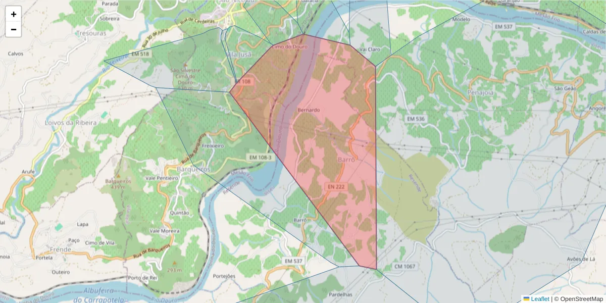 Mapa detalhado do código postal 5040-428 com limites, códigos postais vizinhos e agências dos correios