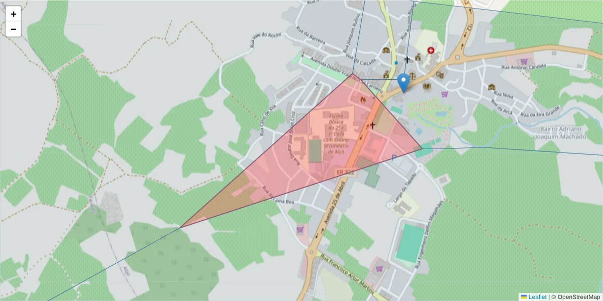 Mapa detalhado do código postal 5070-011 com limites, códigos postais vizinhos e agências dos correios