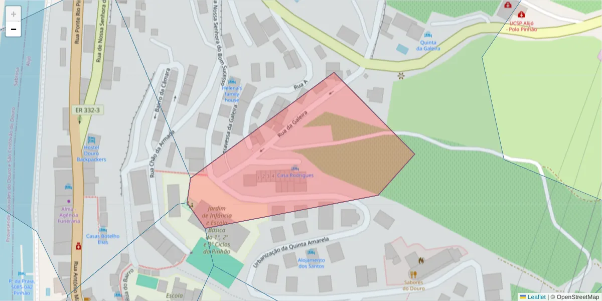 Mapa detalhado do código postal 5085-032 com limites, códigos postais vizinhos e agências dos correios