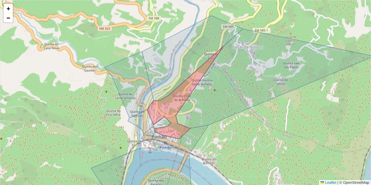 Mapa detalhado do código postal 5085-038 com limites, códigos postais vizinhos e agências dos correios