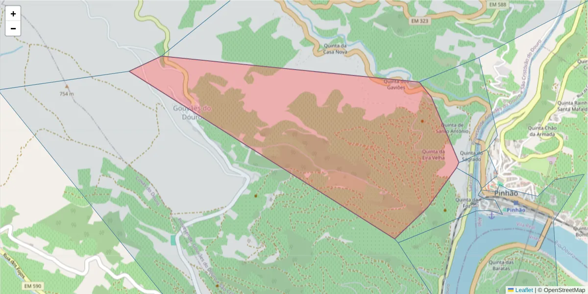 Mapa detalhado do código postal 5085-245 com limites, códigos postais vizinhos e agências dos correios
