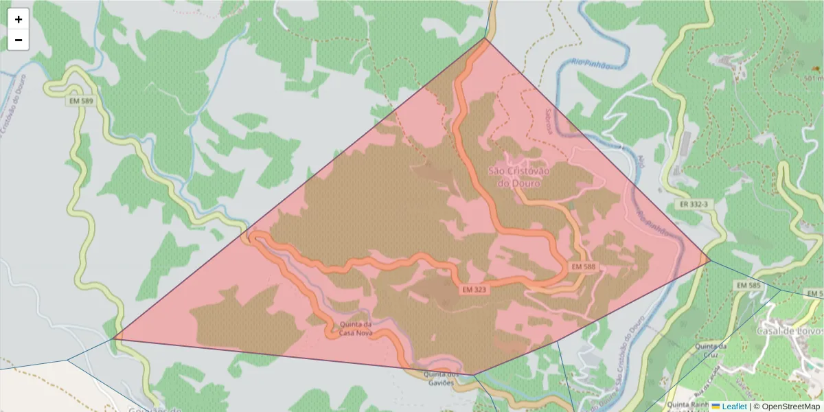 Mapa detalhado do código postal 5085-252 com limites, códigos postais vizinhos e agências dos correios