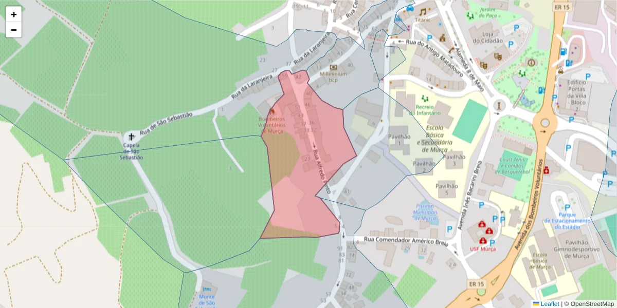 Mapa detalhado do código postal 5090-115 com limites, códigos postais vizinhos e agências dos correios